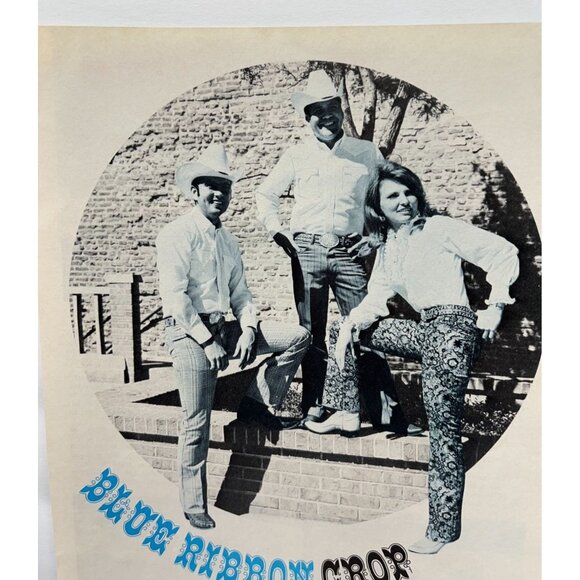 Tem-Tex Vintage Print Ad 1970s Blue Ribbon Crop Denim Jeans Cowboys Cowgirl - Picture 4 of 6
